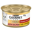 قطع ذهبية فاخرة في مرق مع سمك السلمون والدجاج 85 غرام