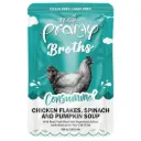 Pramy Broths Cat Wet Food Chicken Flakes Spinach & Pumpkin Soup 40g
