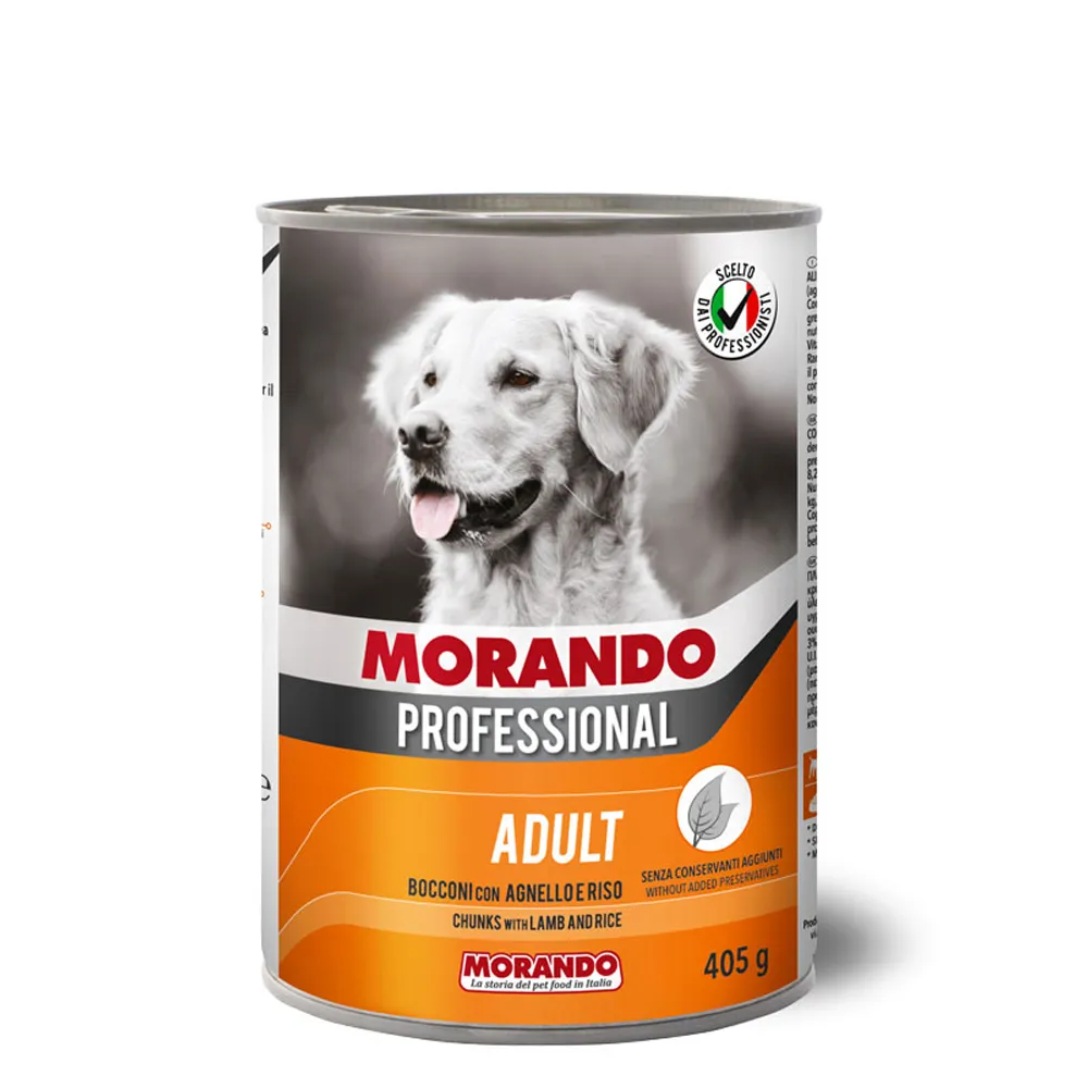 Morando wet food with lamb and rice chunks 400g for dogs