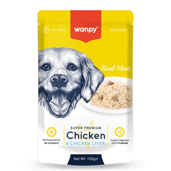 Wanpy wet food with chicken and chicken liver 100g for dogs