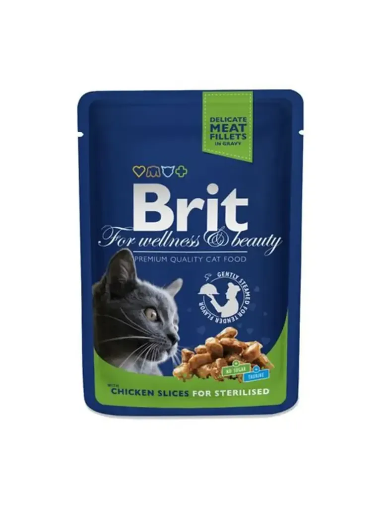 Brit wet food with chicken for sterilised 100g