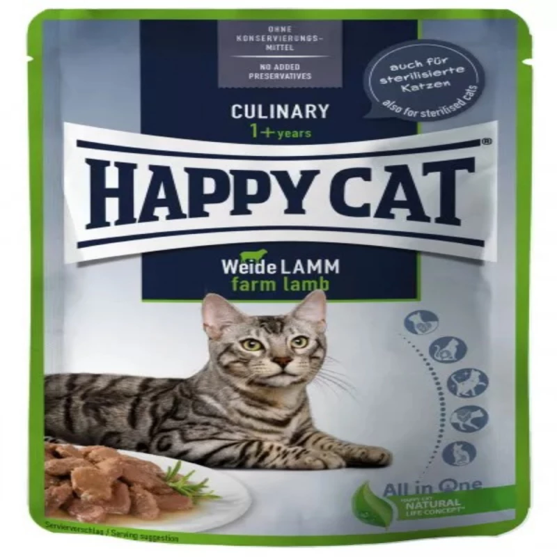 طعام رطب للقطط من هابي كات بنكهة لحم الضأن 85 غرام