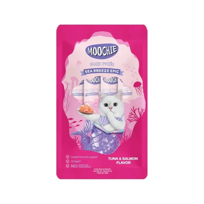 Moochie Fairy Puree Tuna and Salmon Cat Treats - 5x 15 g