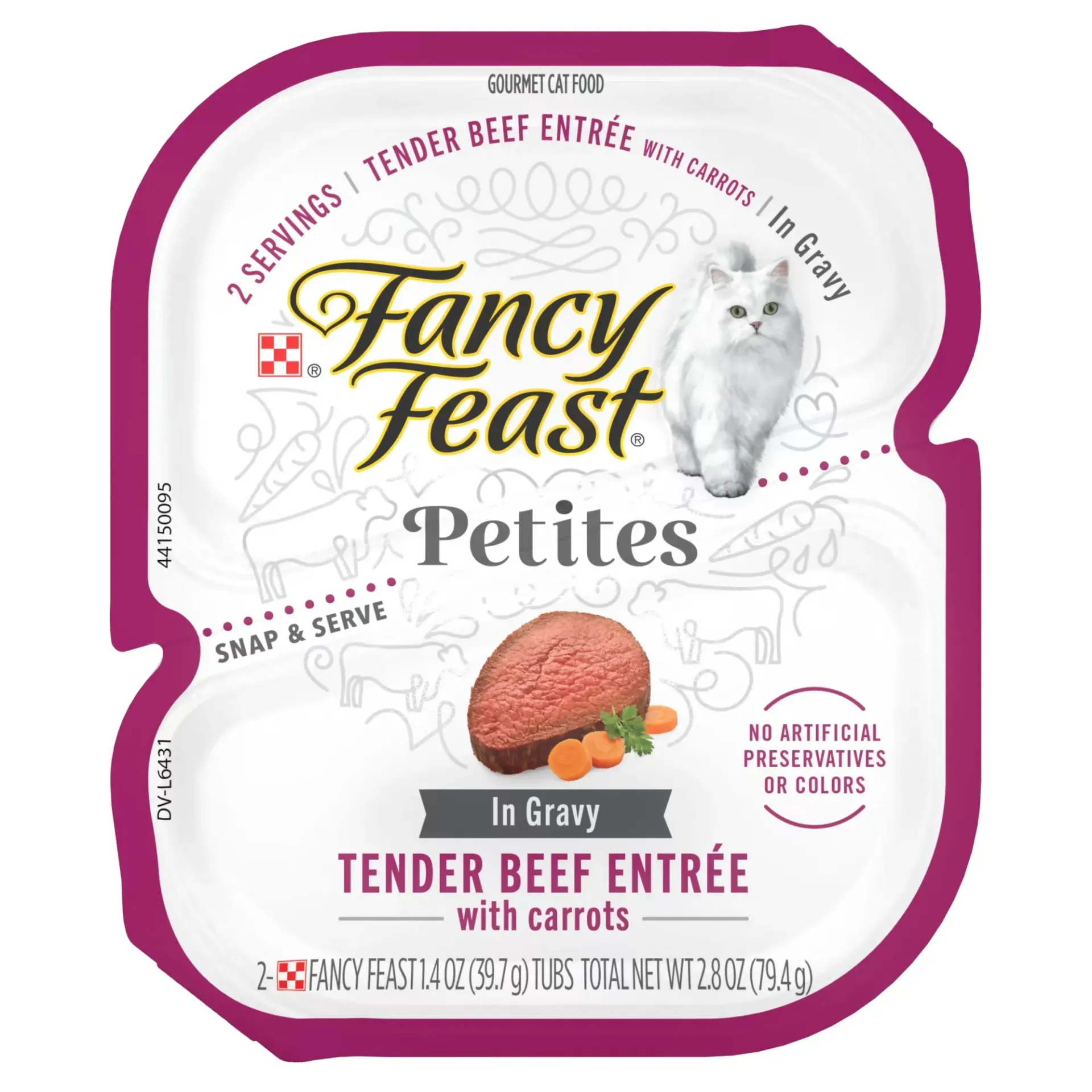 Fancy feast petites in gravy tender beef with carrots 79.4g