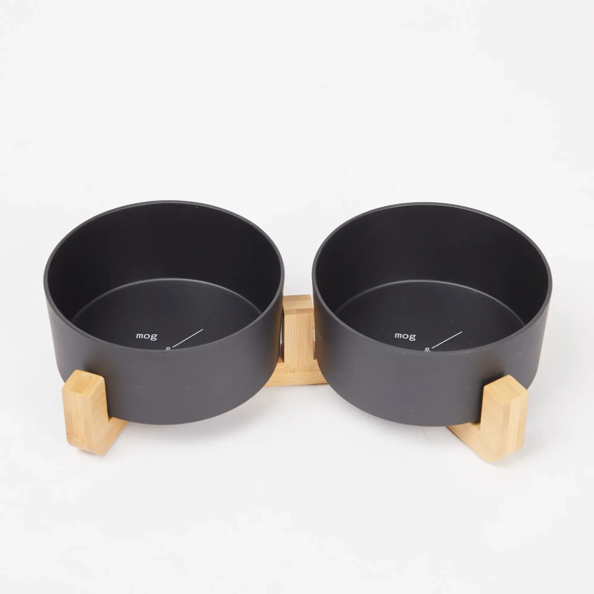 Matte Flat Straight Bowl Double Bowl Bamboo Frame