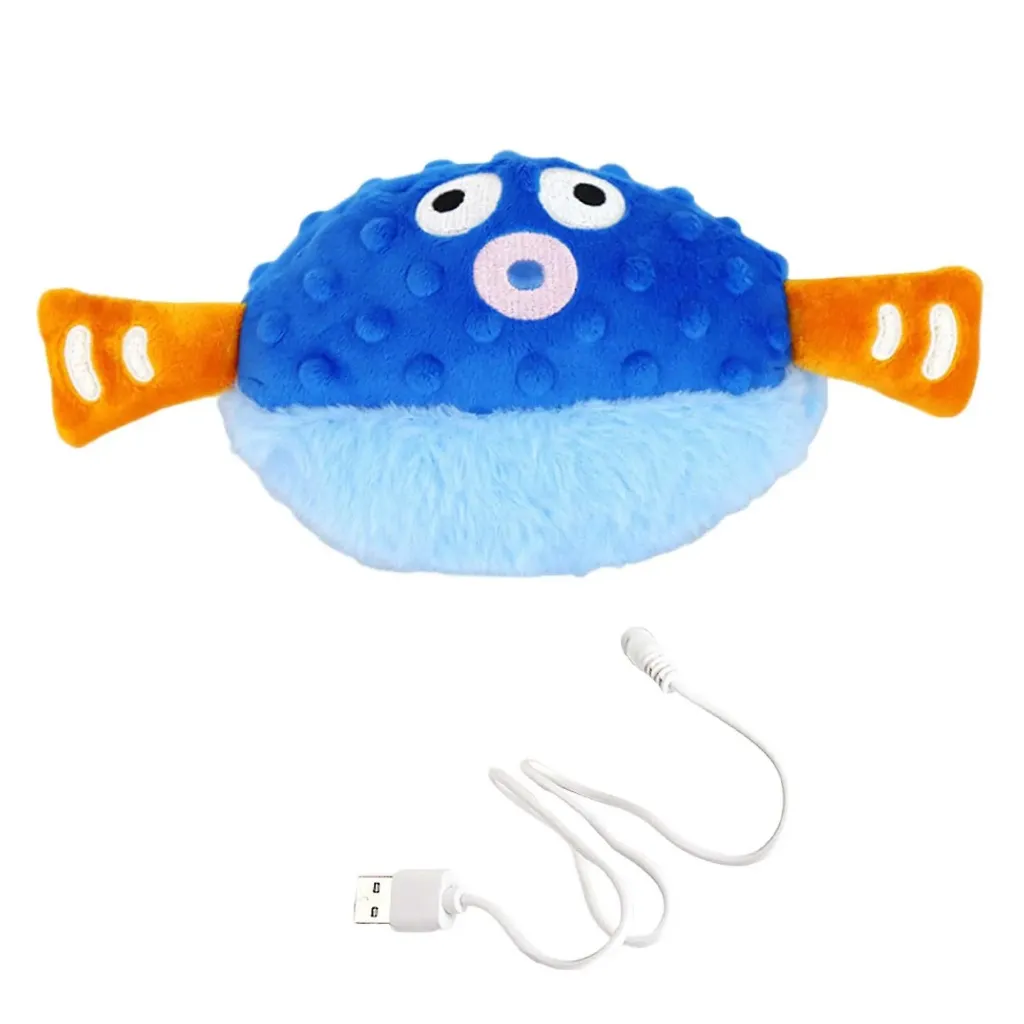 Electric Bouncing Ball Dog Toy Blue Pufferfish