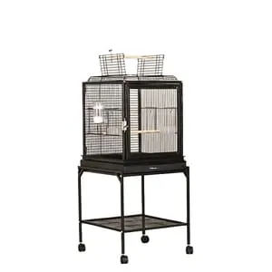 Cube Bird Cage Crestal Door With stand