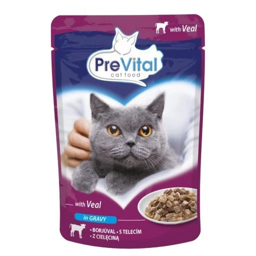 Prevital Wet Cat Food with Veal in Gravy 100g