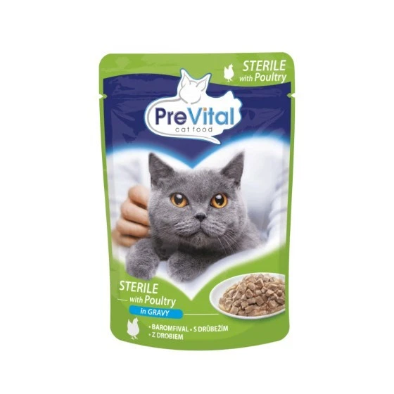 Prevital Wet Cat Food Sterile with Poultry in Gravy 100g