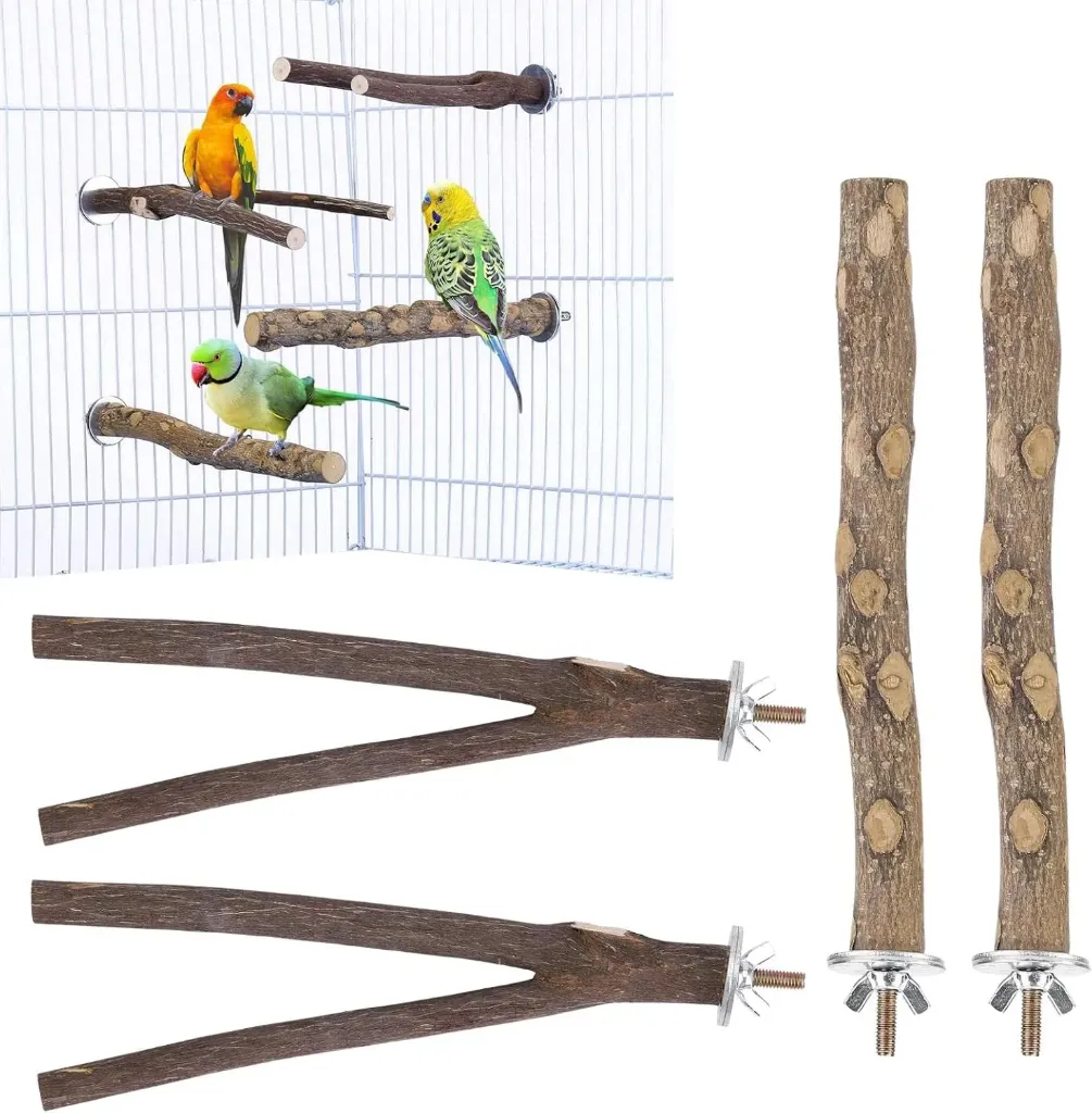 Stick Cage With Parrot & Toy