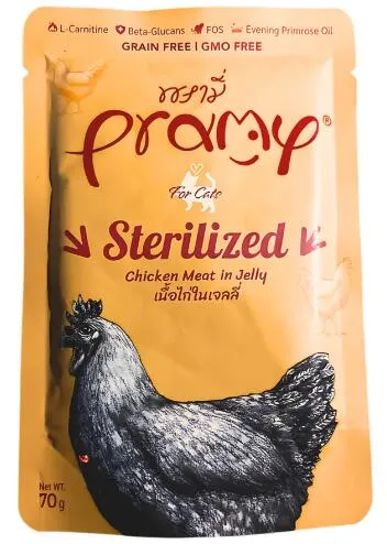 Pramy Cat Wet Food Sterilized Chicken Meat In Jelly 70g