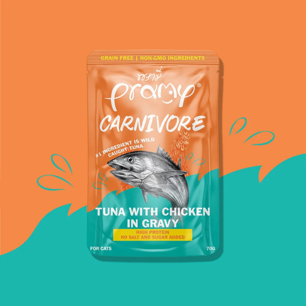 Pramy Carnivore Cat Wet Food Tuna With Chicken In Gravy 70g