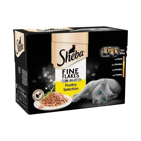Sheba Fine Flakes Poultry Selection In Jelly 12*85g