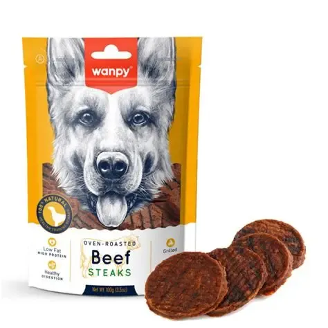 Wanpy Dog Treat Treats Oven-Roasted Beef Patties 100g
