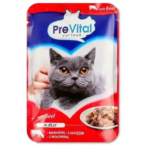 Prevital Cat Wet Food With Beef In JellY 100gr