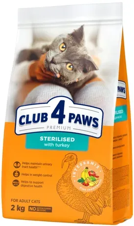 Club 4 paws Cat Dry Food Sterilised With Turkey 2kg