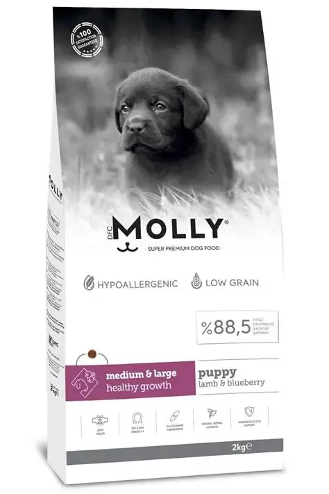Molly Dog Food Medium & Large Puppy Lamb & Blueberry 2Kg