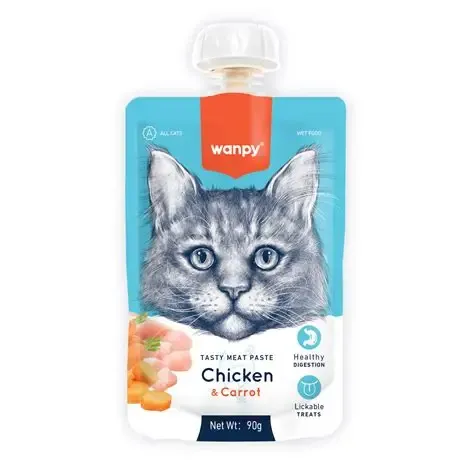 Wanpy Cat Treats Tasty Meat Paste Chicken & Carrot 90g