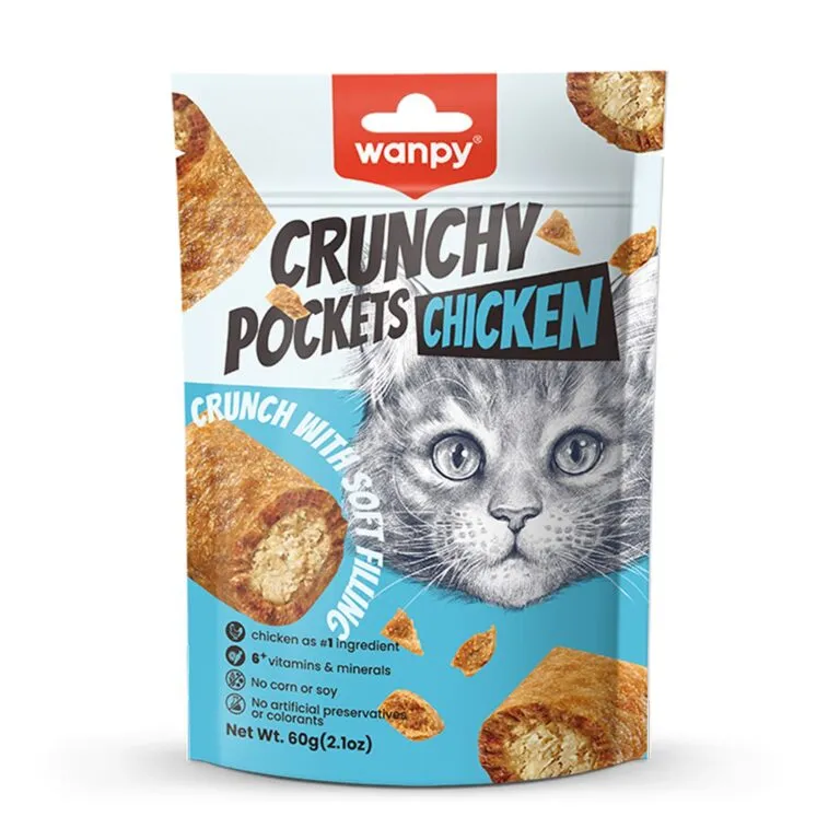 Wanpy Cat Treats Crunchy Pockets Chicken 60g