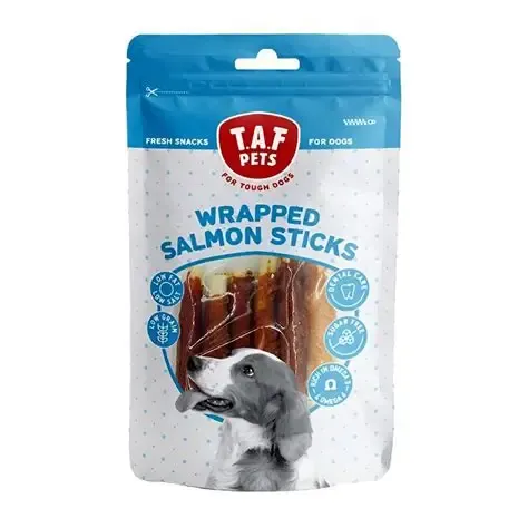 Taf Pets Dog Treats Wrapped Salmon Sticks 75g